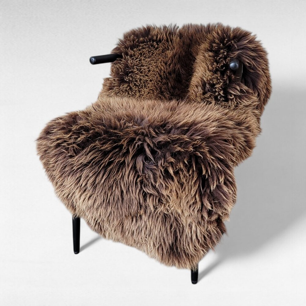 HUGE Large Lofty Brown Sheepskin 53" x 31"
